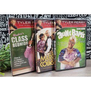 3 Tyler Perry DVD's Madea's Class Reunion Aunt Bam's Place Marriage Counselor🤩